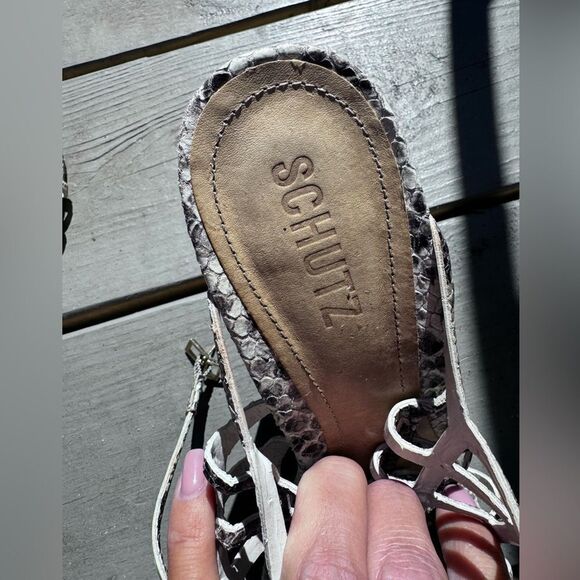 Schutz Wedge python Snakeskin Cobra Sandals 10 - Picture 6 of 7